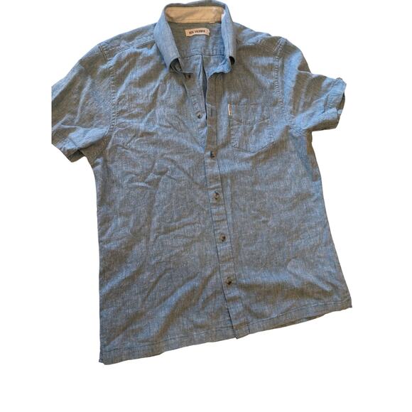 Ben Sherman Shirt Mens Medium Short Sleeve Blue Ocean Depth Button Up Summer - Picture 11 of 11